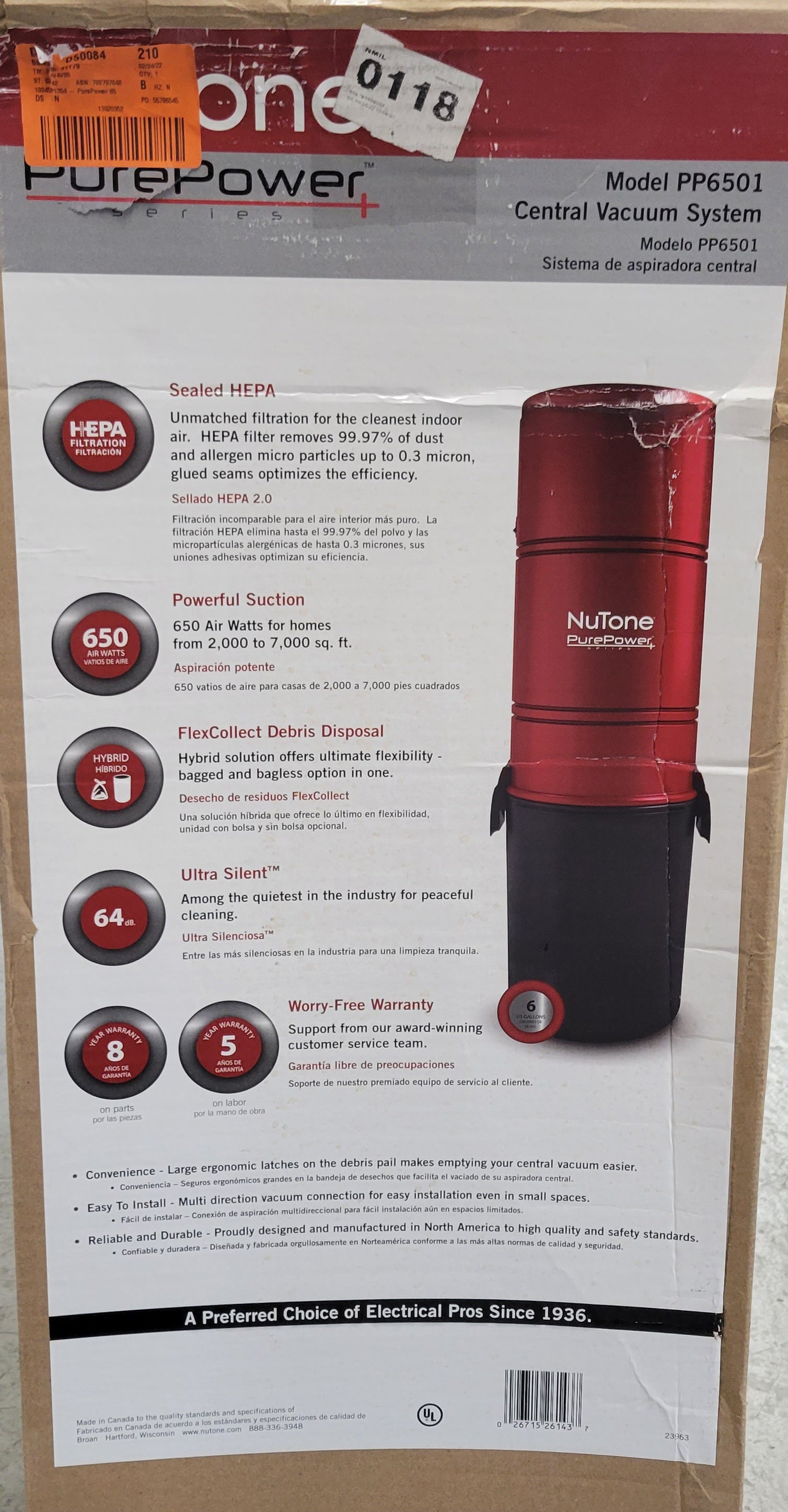 Broan NuTone PP6501 Residential Central Vacuum System Power Unit (8055865508078)